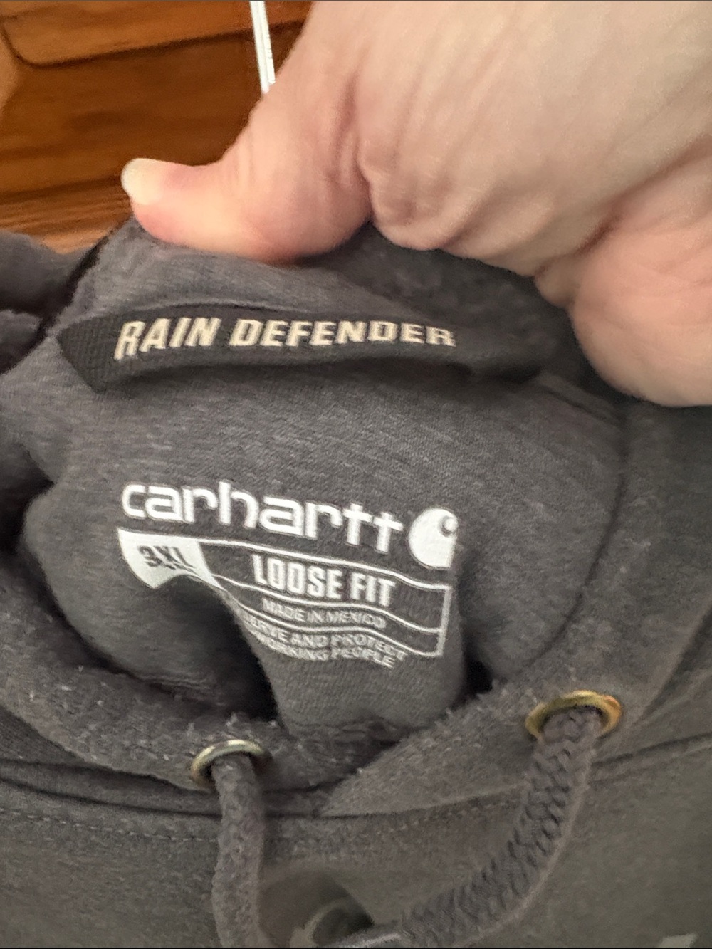 Carhartt Gray Pullover Hoodie with Front Logo - Picture 3 of 4
